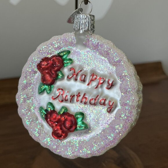 Merck Family's Old World Christmas Happy Birthday Cake Glass Ornament Retired - Picture 3 of 7